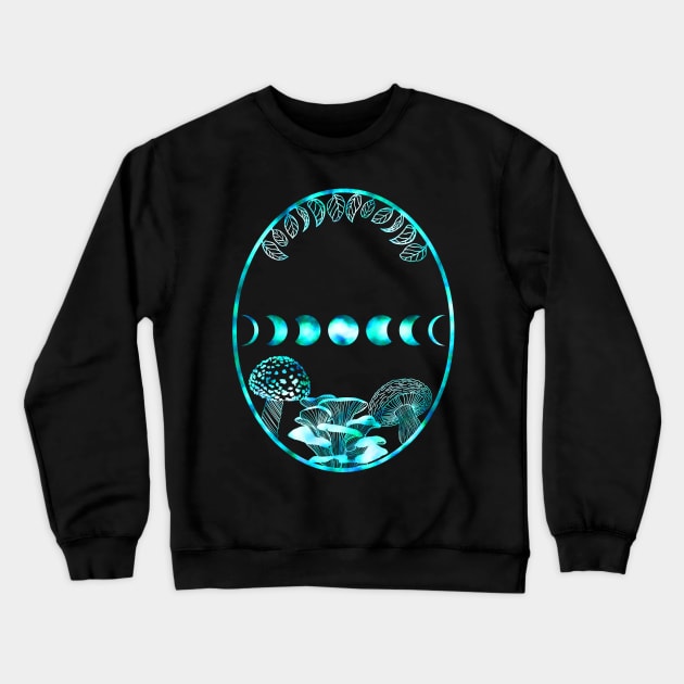 Cottagecore Goblincore Mushrooms Moon Alt Aesthetic Witchy Vibes Green Witch Crewneck Sweatshirt by GraviTeeGraphics